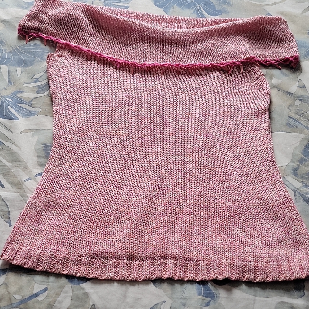Tommy Bahama Pink Off-Shoulder Sweater